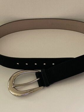 Michael Kors Black Suede Belt/Genuine Leather/Silver Tone Buckle/553309/XL/NWT!